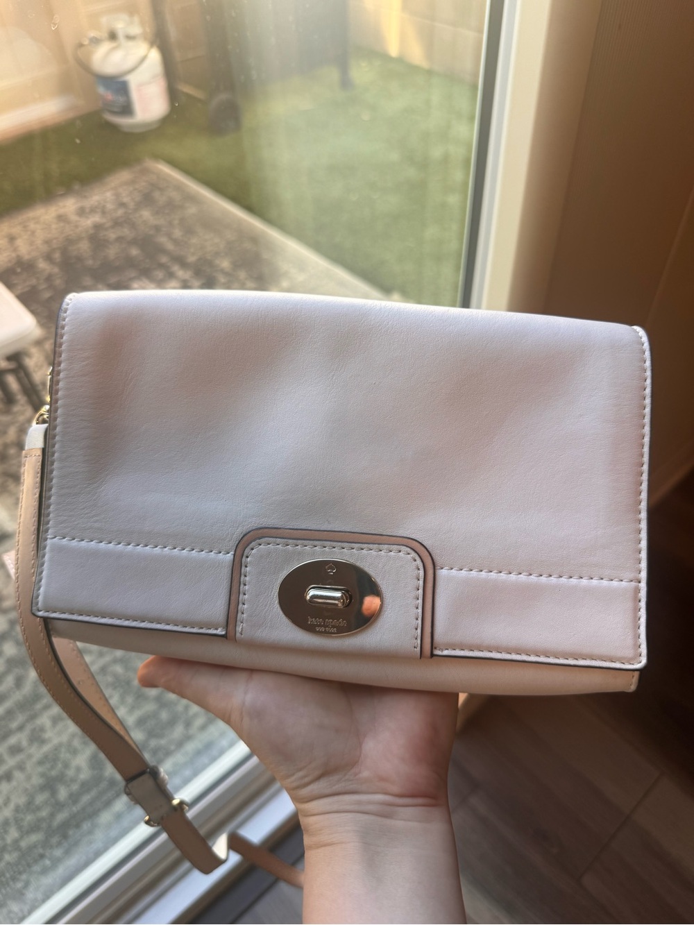 kate spade white Leather Crossbody with Silver Turn-Lock